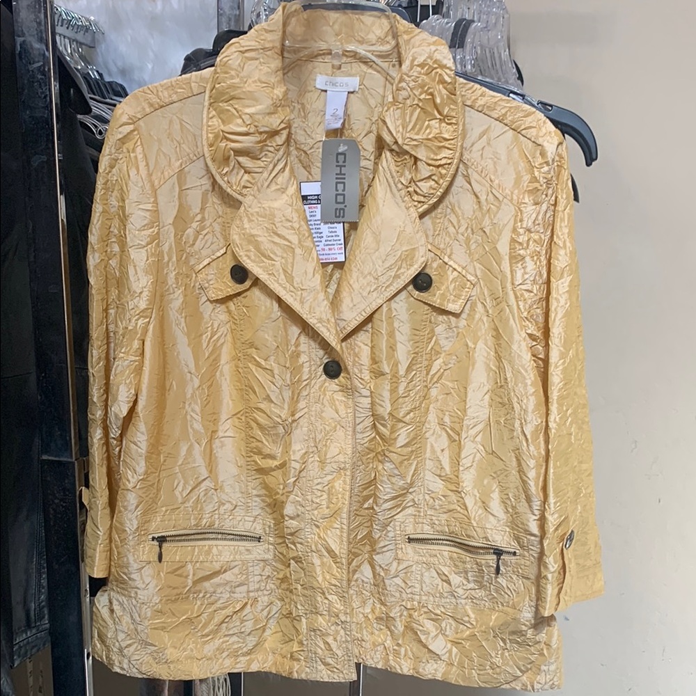 Chico's Gold Trench Coat Lightweight Elegance